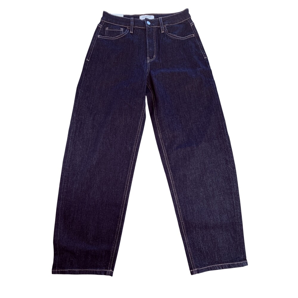 Lovervet Dina Jeans Womens 28 Dark Wash High Rise Barrel Tapered Stretch 29x29